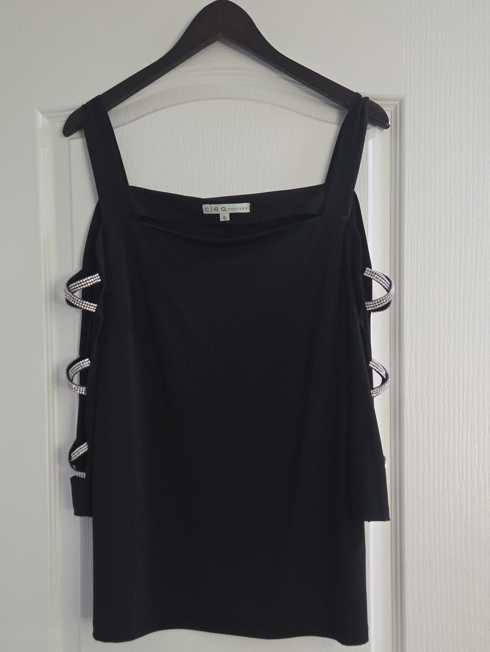 cleo Black Tank with Crystal Side-Loop Detail